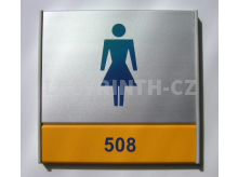 Cedulka ke dveřím - štítek s piktogramem označující WC ženy